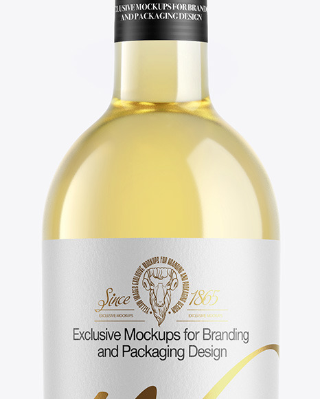 Clear Glass White Wine Bottle Mockup