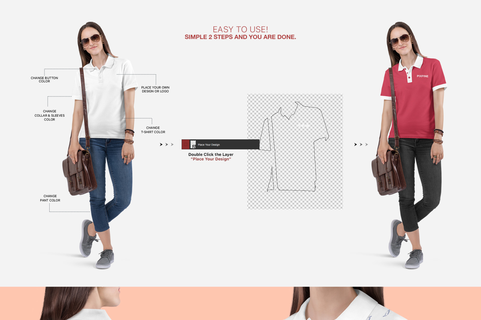 Download Women's Polo T-Shirt Mockup Set in Apparel Mockups on ...