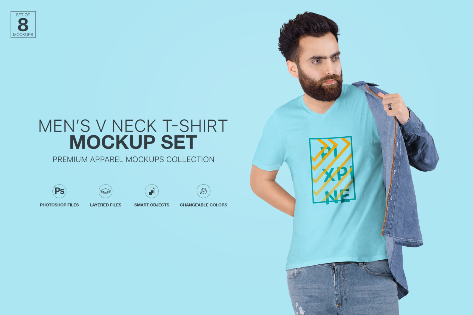 Black V Neck T Shirt Mockup - Free PSD Mockups Smart Object and Templates to create Magazines ...