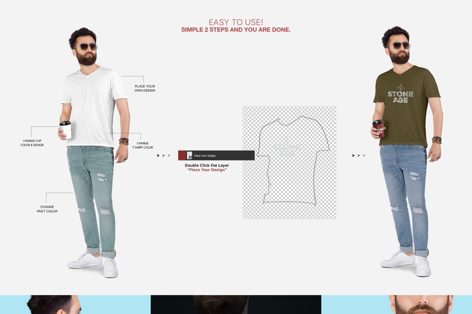 Download Men S V Neck T Shirt Mockup Set In Apparel Mockups On Yellow Images Creative Store