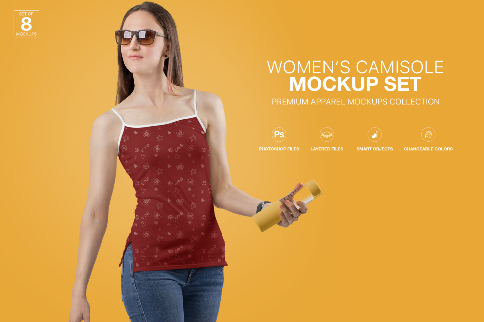 Women S Camisole Mockup Set In Apparel Mockups On Yellow Images Creative Store