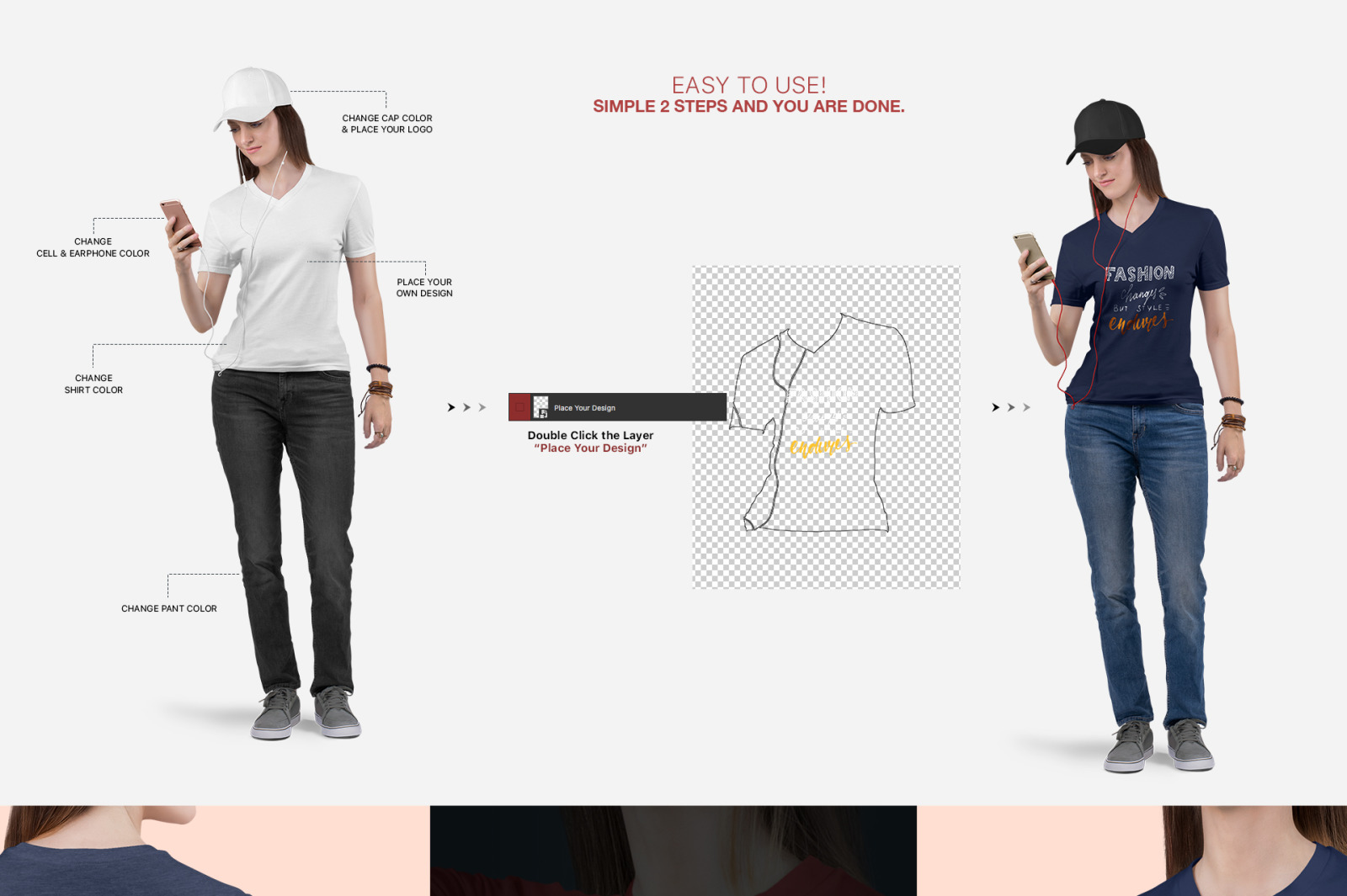 Women S V Neck T Shirt Mockup Set In Apparel Mockups On Yellow Images Creative Store