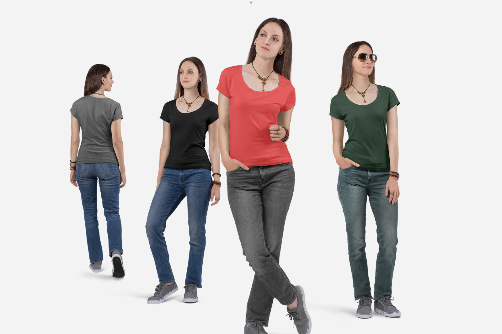 Download Women S Short Sleeve T Shirt Mockup Set In Apparel Mockups On Yellow Images Creative Store