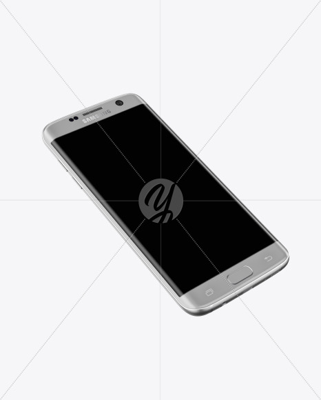 Silver Titanium Samsung Galaxy S7 Phone Mockup In Device Mockups On Yellow Images Object Mockups