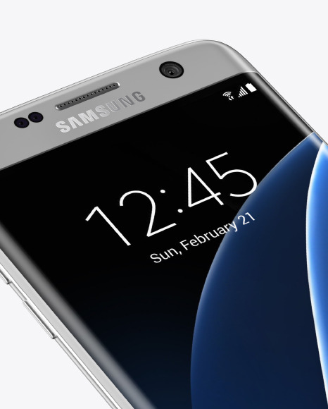 Silver Titanium Samsung Galaxy S7 Phone Mockup