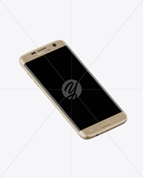 Gold Platinum Samsung Galaxy S7 Phone Mockup In Device Mockups On Yellow Images Object Mockups