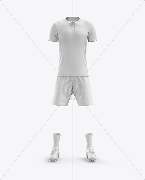 Men S Full Soccer Kit With Open Collar Mockup Back View In Apparel Mockups On Yellow Images Object Mockups