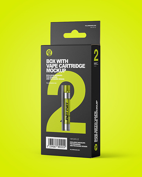 Paper Box with Vape Cartridge Mockup PSD #2