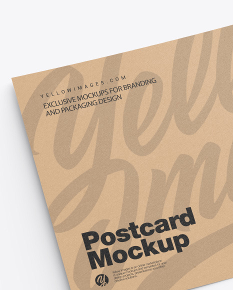 Download Kraft A5 Postcard Mockup In Stationery Mockups On Yellow Images Object Mockups PSD Mockup Templates