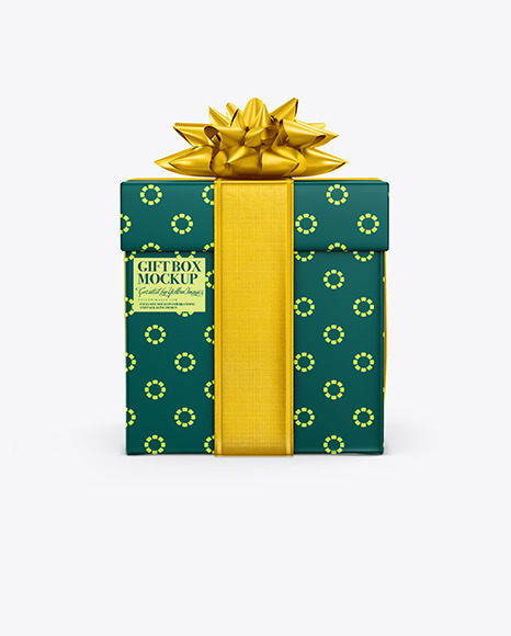 Download Metallic Gift Box Thread Bow Psd Mockup Yellowimages