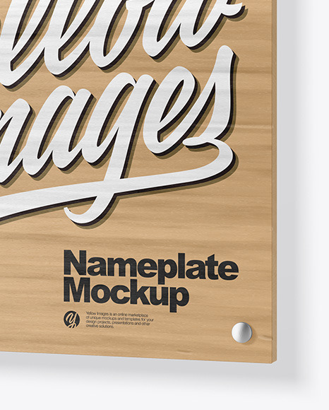 Wooden Nameplate Mockup PSD #1