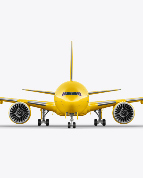 Download Airliner Mockup Front View In Vehicle Mockups On Yellow Images Object Mockups PSD Mockup Templates