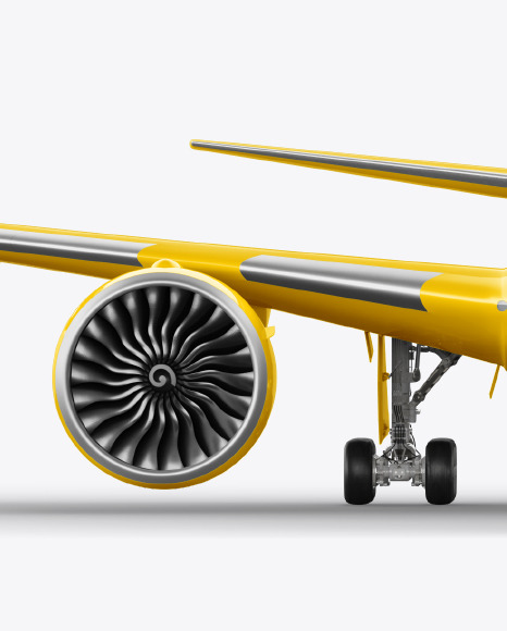 Download Airliner Mockup Front View In Vehicle Mockups On Yellow Images Object Mockups PSD Mockup Templates