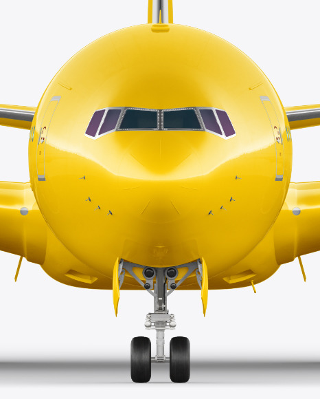 Download Airliner Mockup Front View In Vehicle Mockups On Yellow Images Object Mockups PSD Mockup Templates