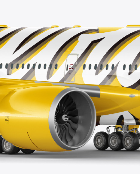 Download Airliner Mockup Half Side View In Vehicle Mockups On Yellow Images Object Mockups PSD Mockup Templates