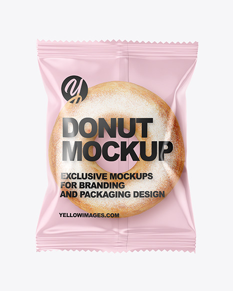 Download Clear Plastic Bag With Donut in Sugar Powder Mockup in Bag ...