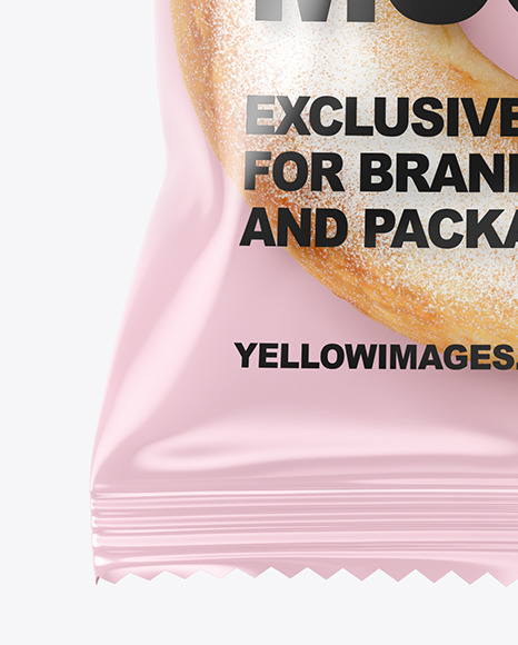 Download Clear Plastic Bag With Donut In Sugar Powder Mockup In Bag Sack Mockups On Yellow Images Object Mockups PSD Mockup Templates