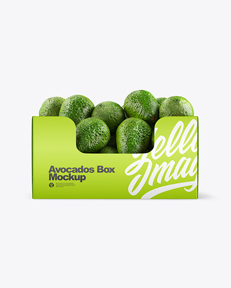 Download Box With Avocado In Box Mockups On Yellow Images Object Mockups