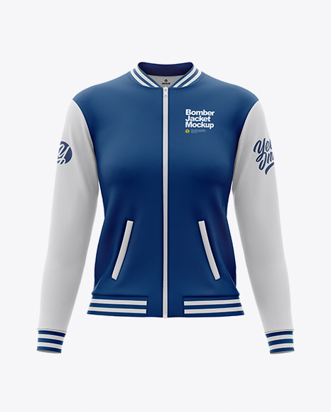 Women’s Long Sleeve Bomber Jacket Mockup   Front View PSD #2