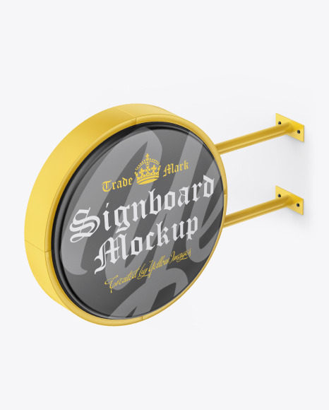 Matte Round Signboard Mockup PSD #6