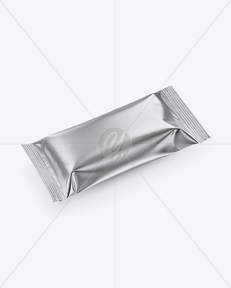 Metallic Snack Bar Mockup In Flow Pack Mockups On Yellow Images Object Mockups