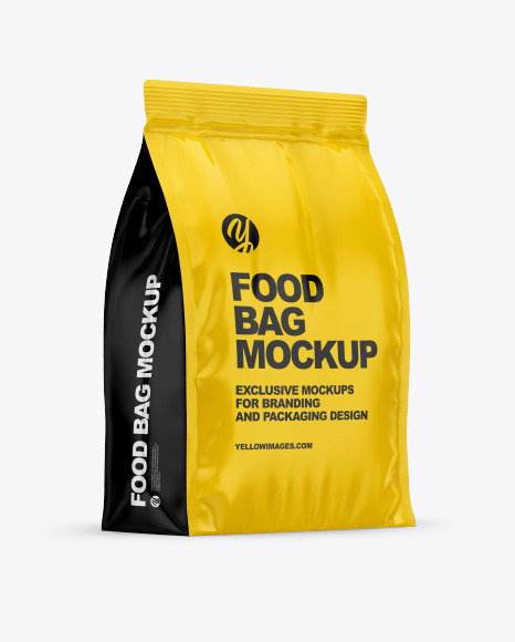 Download Glossy Food Bag Mockup In Bag Sack Mockups On Yellow Images Object Mockups PSD Mockup Templates