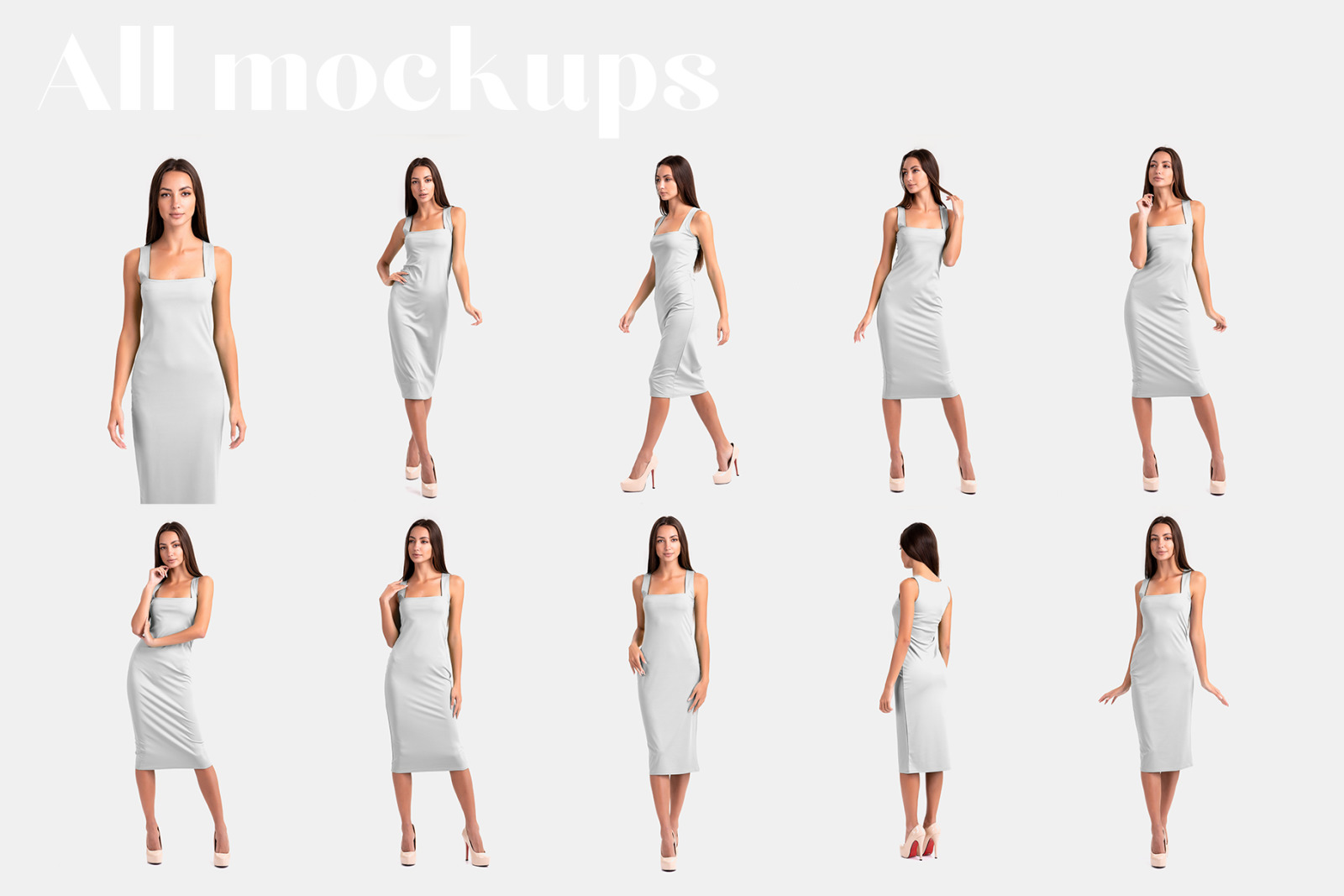 Download Female Elegant Dress Mockup Set In Apparel Mockups On Yellow Images Creative Store