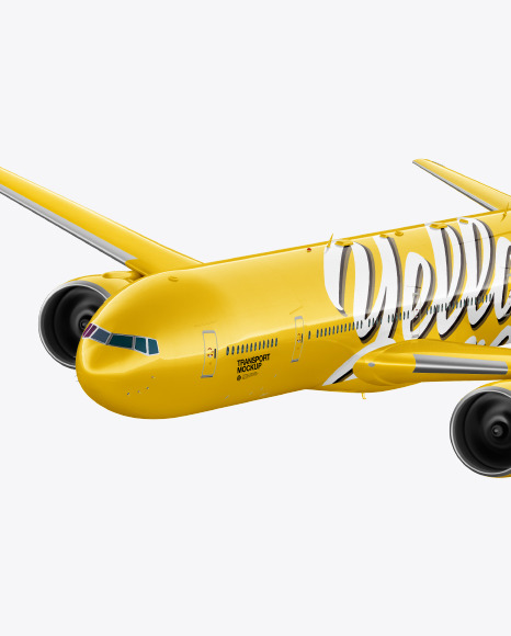 Download Flying Airliner Mockup Half Side View In Vehicle Mockups On Yellow Images Object Mockups PSD Mockup Templates