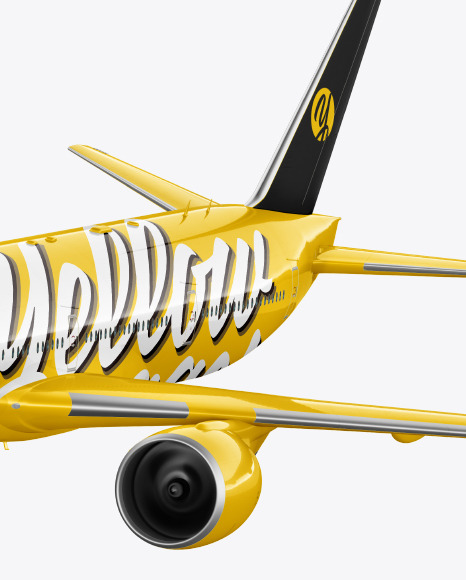 Download Flying Airliner Mockup Half Side View In Vehicle Mockups On Yellow Images Object Mockups PSD Mockup Templates