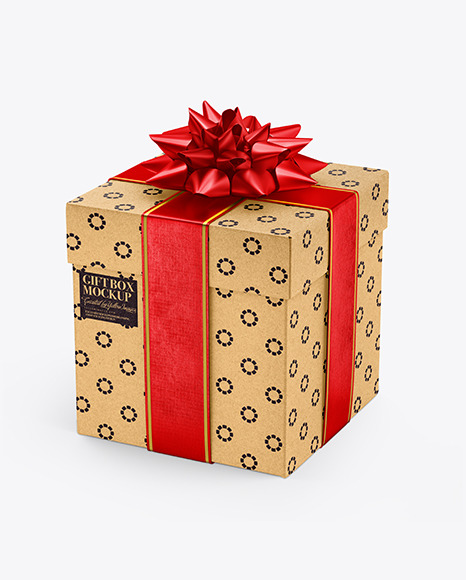 Download Kraft Gift Box Mockup In Box Mockups On Yellow Images Object Mockups