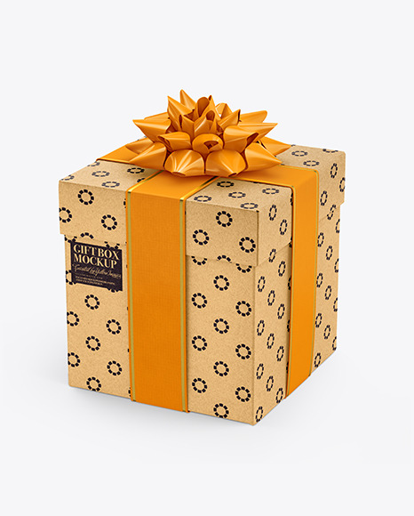 Download Kraft Gift Box Mockup In Box Mockups On Yellow Images Object Mockups PSD Mockup Templates