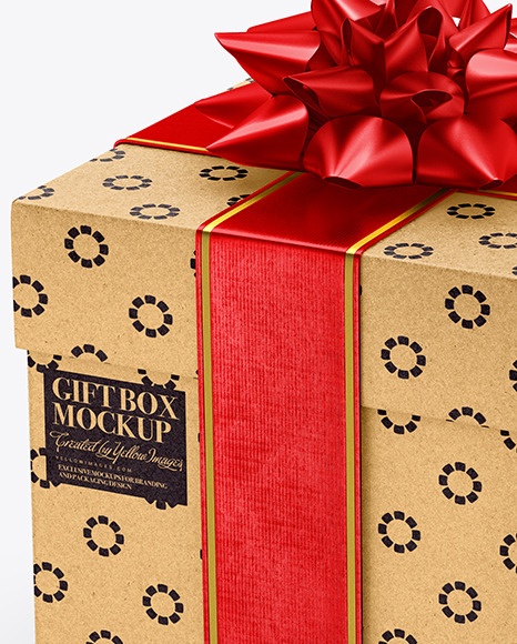 Download Kraft Gift Box Mockup In Box Mockups On Yellow Images Object Mockups