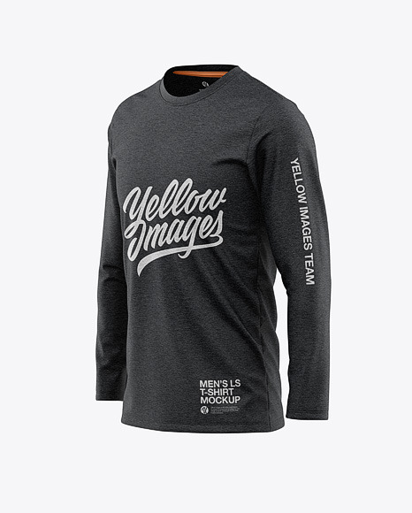 Download Men's Heather Long Sleeve T-Shirt Mockup - Front Half-Side ...