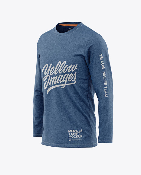 Download View Mens Heather Long Sleeve T-Shirt Mockup Front Half ...