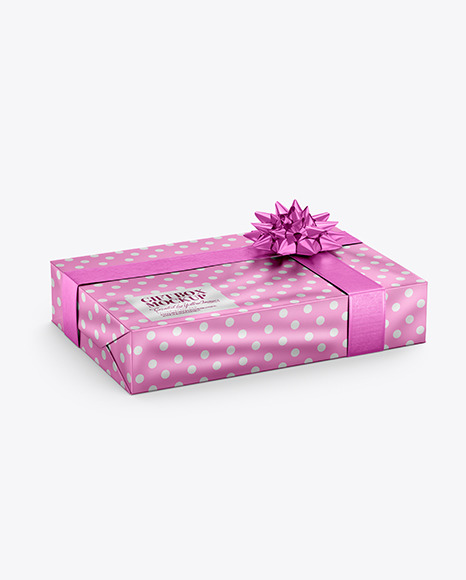 Download Metallic Gift Box Thread Bow Psd Mockup Yellowimages