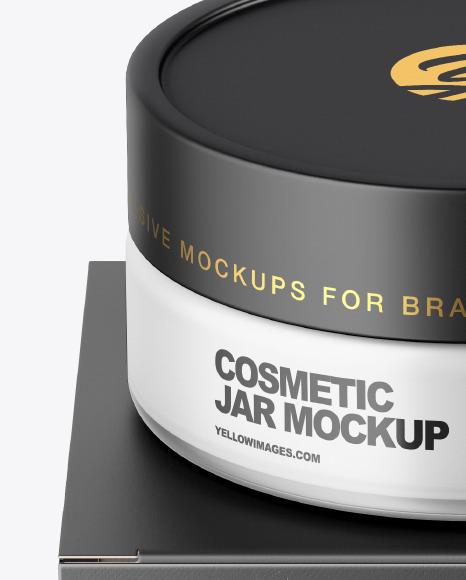 Download Frosted Glass Cosmetic Jar With Paper Box Mockup In Jar Mockups On Yellow Images Object Mockups