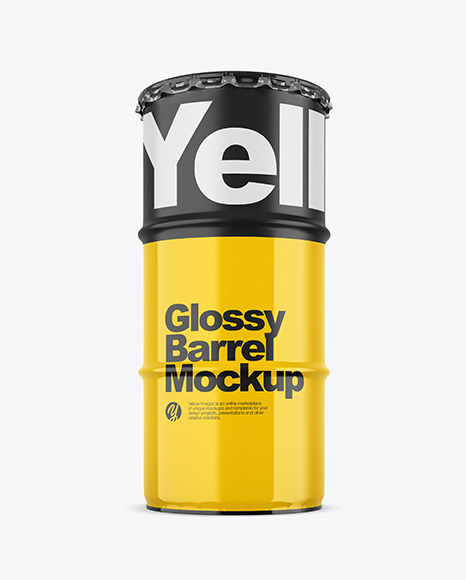 Download Glossy Barrel Mockup In Barrel Mockups On Yellow Images Object Mockups PSD Mockup Templates