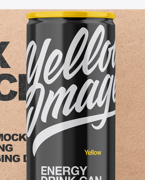 Download Kraft Box With Glossy Can Mockup In Can Mockups On Yellow Images Object Mockups PSD Mockup Templates