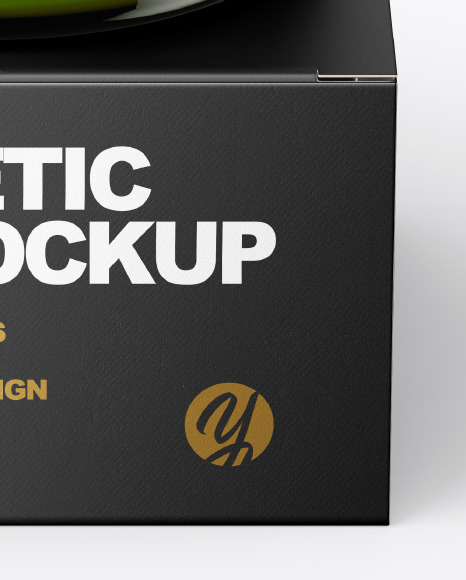 Glass Cosmetic Jar with Paper Box Mockup PSD #1