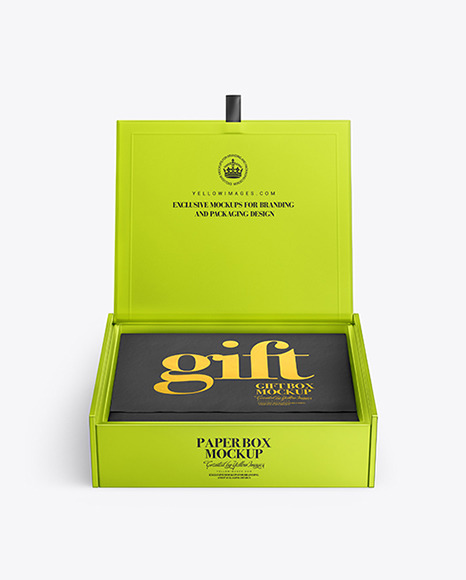 Download Opened Metallized Box Mockup in Box Mockups on Yellow Images Object Mockups