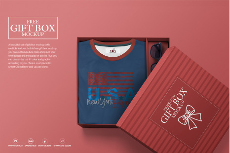 Download Free Gift Box Mockup In Free On Yellow Images Creative Store