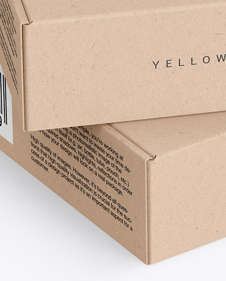 Download Two Kraft Boxes Mockup In Box Mockups On Yellow Images Object Mockups PSD Mockup Templates