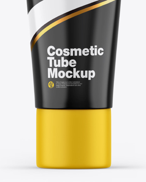 Download Glossy Cosmetic Tube W Matte Cap Mockup In Tube Mockups On Yellow Images Object Mockups