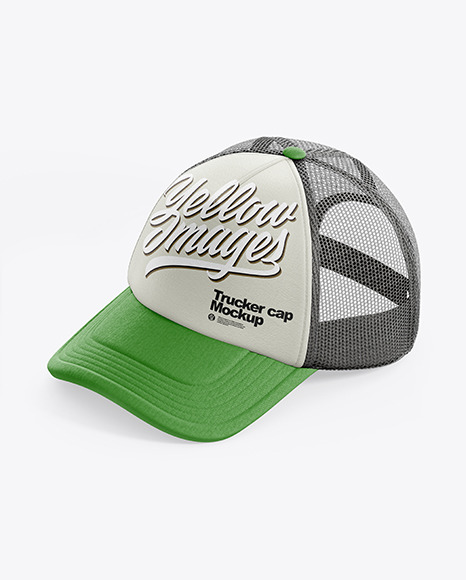 Download Trucker Cap Mockup in Apparel Mockups on Yellow Images ...