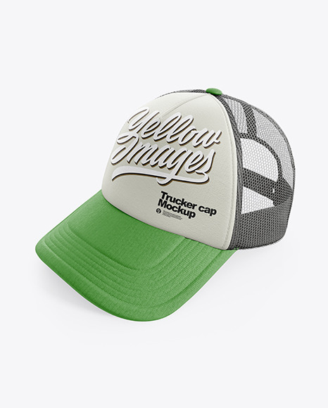 Download Trucker Cap Mockup in Apparel Mockups on Yellow Images ...