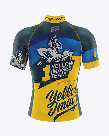 Men's Cycling Jersey Mockup in Apparel Mockups on Yellow Images Object Mockups