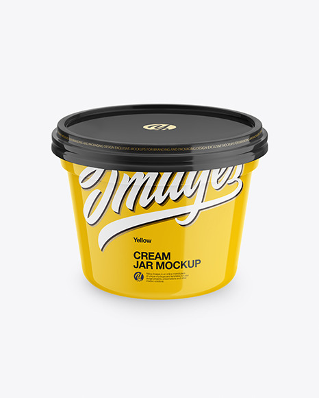 Download Glossy Cream Jar Mockup Yellow Author PSD Mockup Templates