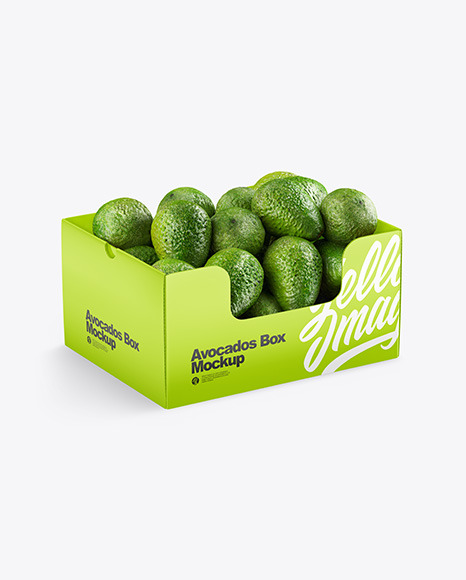 Download Box With Avocado In Box Mockups On Yellow Images Object Mockups PSD Mockup Templates