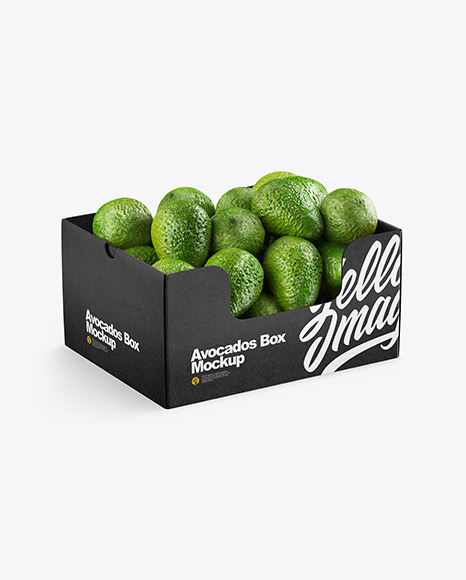 Download Box With Avocado In Box Mockups On Yellow Images Object Mockups PSD Mockup Templates