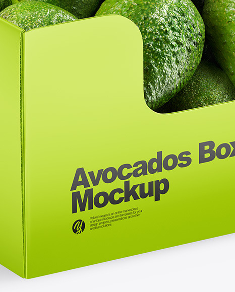 Download Box With Avocado In Box Mockups On Yellow Images Object Mockups PSD Mockup Templates